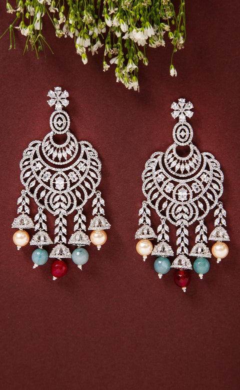Elegant Ethnic American Diamond Chandelier Earrings For Special Occasions (E1019)