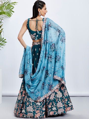 Teal Blue Lehenga