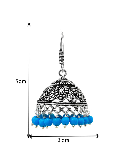 Leafy Designer Jhumki with Hook and beads (E505)