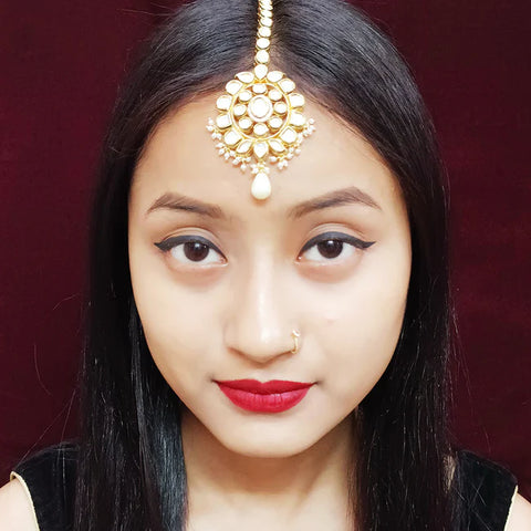 Designer Gold Plated Royal Kundan Mangtikka for Bridal (D25)