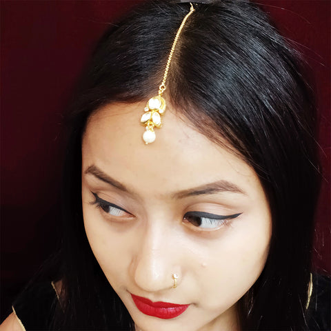 Designer Gold Plated Royal Kundan Mangtikka for Bridal (D32)