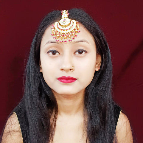 Designer Gold Plated Royal Kundan Mangtikka for Bridal (D18)