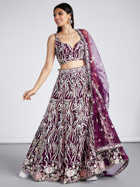 Burgundy Lehenga
