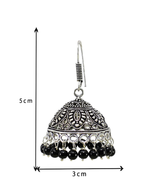 Leafy Designer Jhumki with Hook and beads (E505)