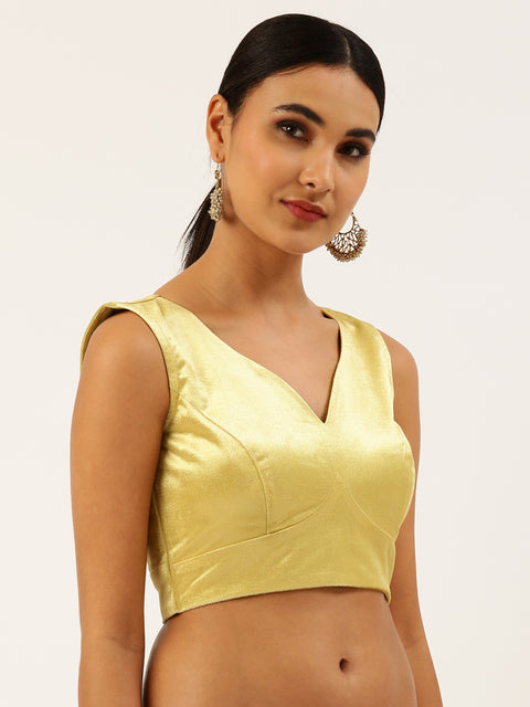 Yellow Solid Color Velvet Blouse For Wedding & Party Wear (Design 1641)