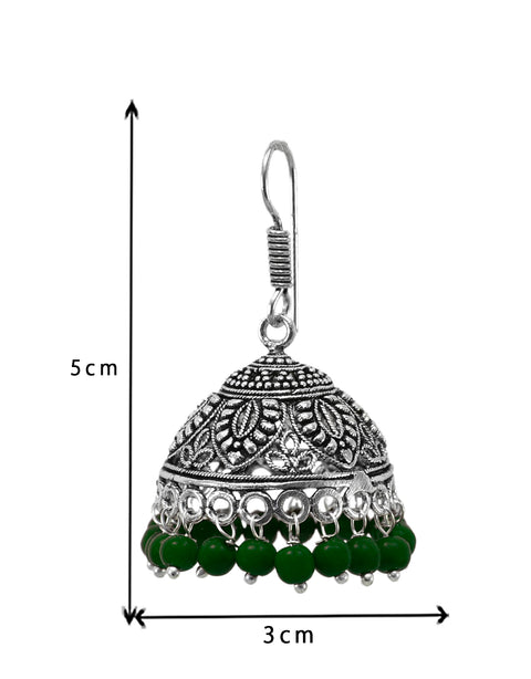 Leafy Designer Jhumki with Hook and beads (E505)