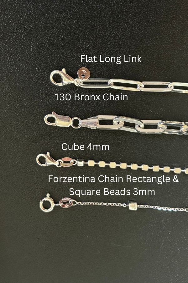 Forzentina Rectangle & Square Chain 925 Sterling Silver Flat Long Link ...