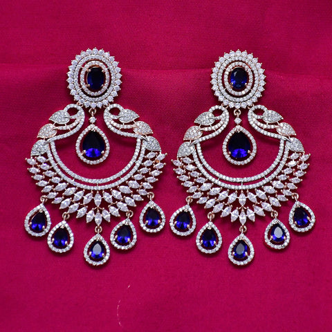 Pink-Green Stone Gold American Diamond Contemporary Earrings (E101)