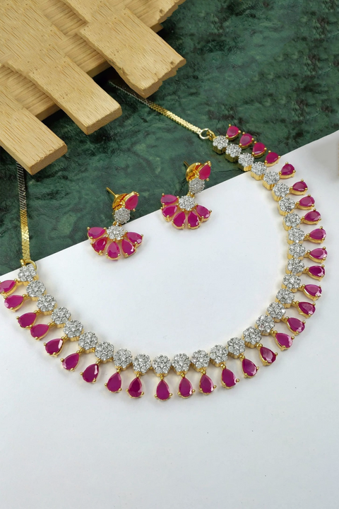 American Diamond and Semi-Precious Designer Necklace Set