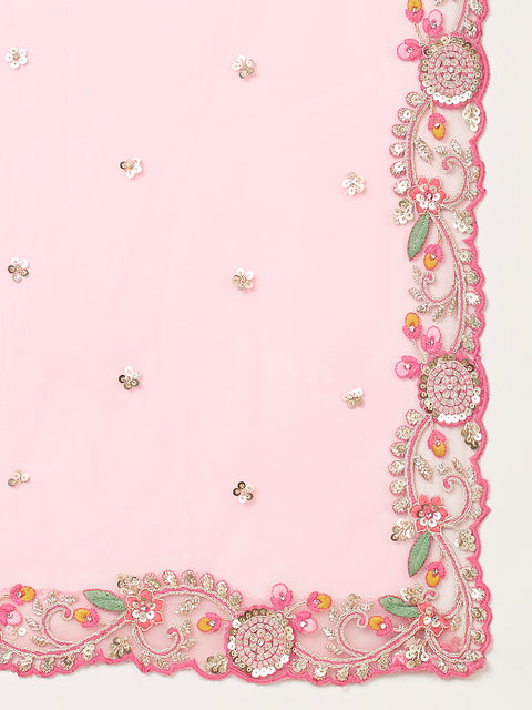 Rose Color Pure Georgette Sequins Work Lehenga Choli (D270)