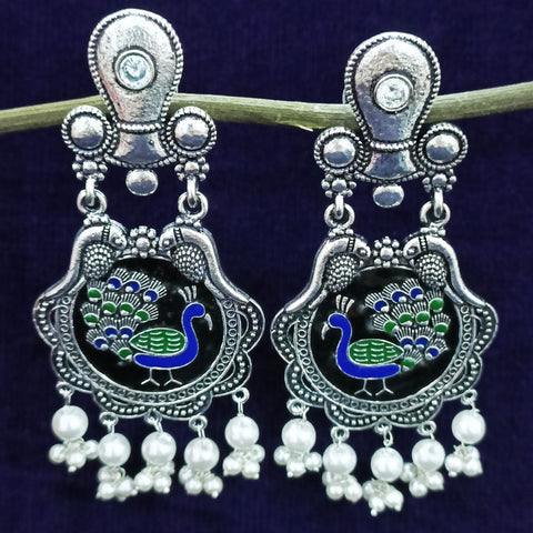 Traditional Style Oxidized Earrings with Pearl for Casual Party (E87)