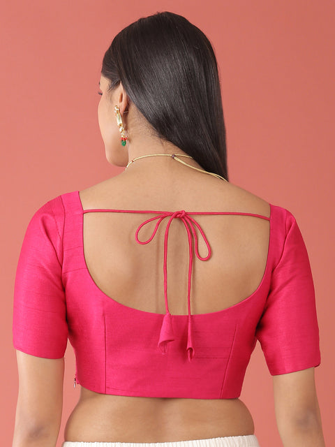 Rani Pink-Toned Pure Silk Plain Readymade Blouse (Design 1645)