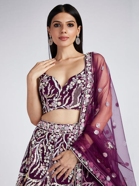 Burgundy Lehenga