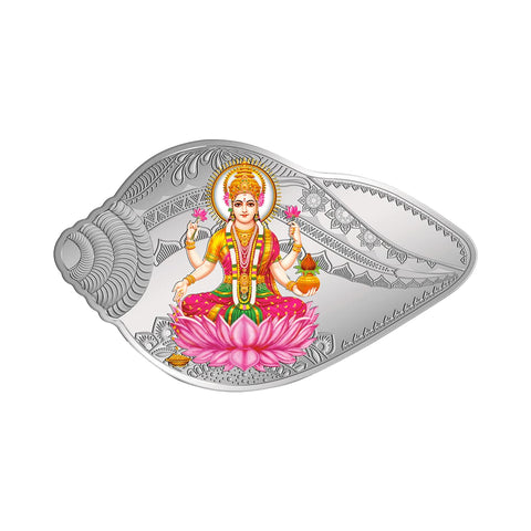 999 Silver Purity Laxmi Ganesh Shankh Design 25+25 Grams Coin (2 Set Coins)
