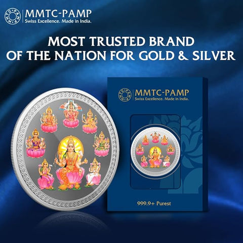 999 MMTC Ashtalakshmi Colored Silver Coin Pure Silver Coin (Design 58)