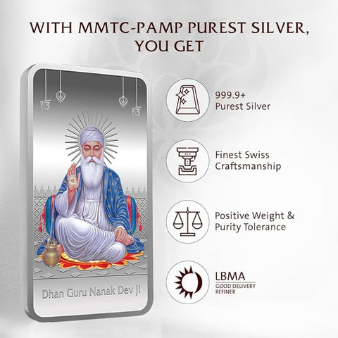 999 MMTC Guru nanak Devji Silver Coin Pure Silver Coin (Design 57)