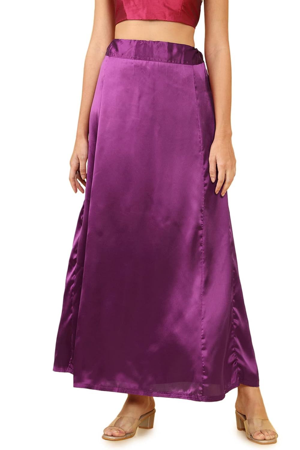 Luxurious Smooth Fitting Petticoat in Purple Satin for Sarees