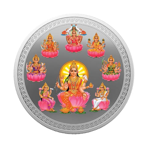 999 MMTC Ashtalakshmi Colored Silver Coin Pure Silver Coin (Design 58)