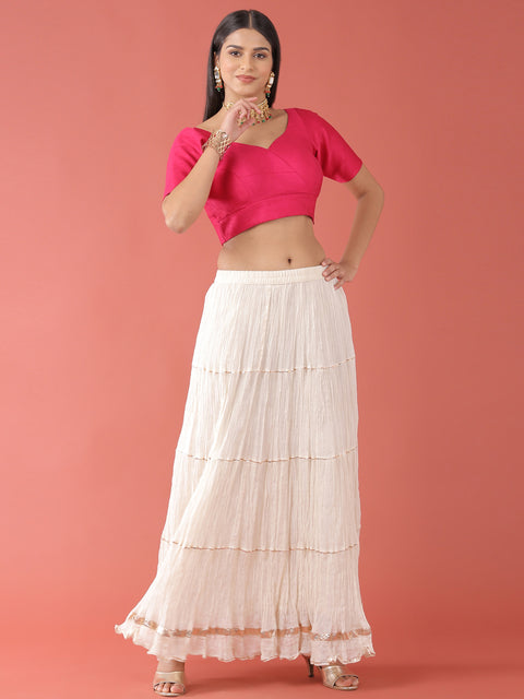 Rani Pink-Toned Pure Silk Plain Readymade Blouse (Design 1645)