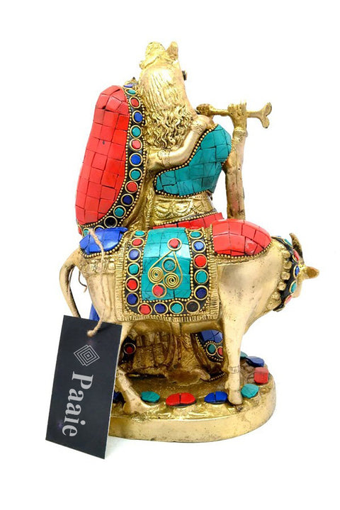 Brass Radha Krishna with Cow Showpiece, Standard, Multicolour,1 Piece(Design 102)