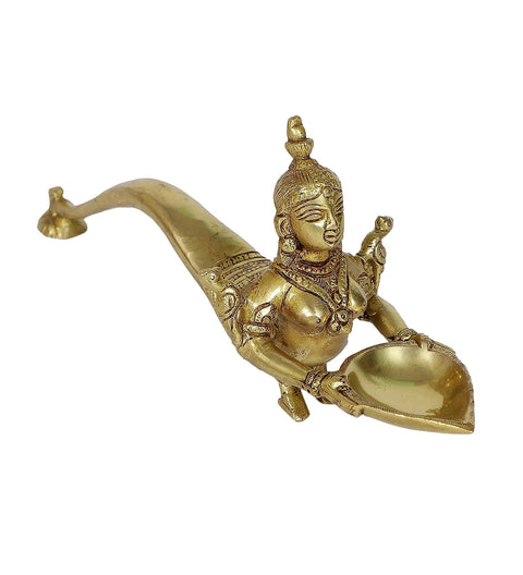 Mermaid Design Brass Aarti Diya |Standard | Pack Of 1 (Design 131)
