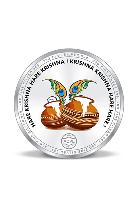 999 Pure Silver Krishna 20 Grams Coin (Design 50)