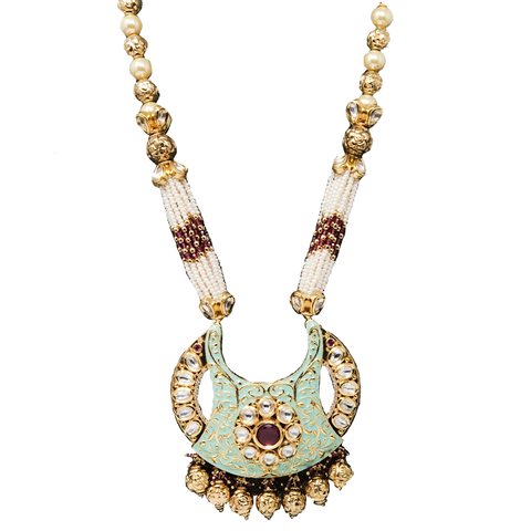 Gold Plated Kundan Meenakari Necklace Set (D957)