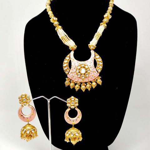 Gold Plated Kundan Meenakari Necklace Set (D957)