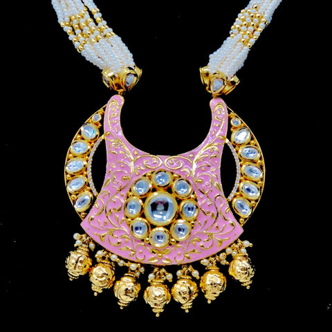 Gold Plated Kundan Meenakari Necklace Set (D957)