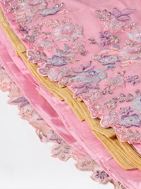 Pink Heavy Zarkans Embroidered Net Bridal Lehenga choli (D269)