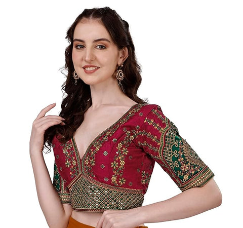 Maroon Color Rajwadi Wedding Blouse (D1707)