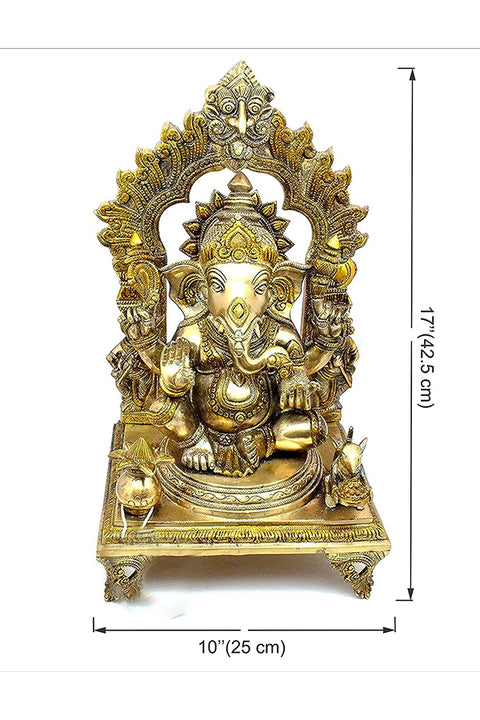 Brass Lord Ganesh Idol with Antique Finish(Design 124)