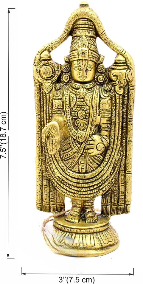 Brass Balaji Statue | Brass Balaji Idols for Pooja| 7.5 Inches(Design 126)