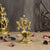 4.5 Inches Shankh Chakra Brass Diya Pair (Set of 2), Antique Yellow (Design 136)
