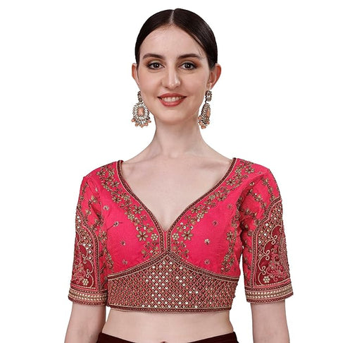 Magenta Color Rajwadi Wedding Blouse (D1703)