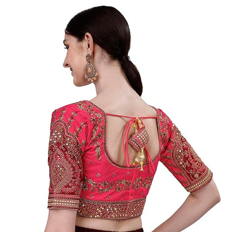 Magenta Color Rajwadi Wedding Blouse (D1703)