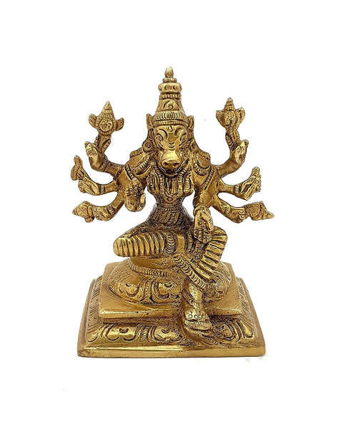 Brass 4.5 Inches Varahi Statue, Varahi Amman Statue, Brass God Idols, Golden, Standard, Pack of 1 (Design 138)