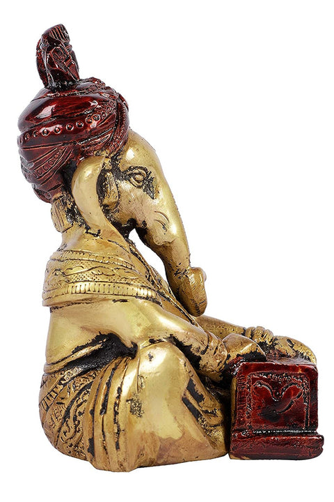 Ganesha Playing Harmonium In Brass Showpiece,1 Piece(Design 101)
