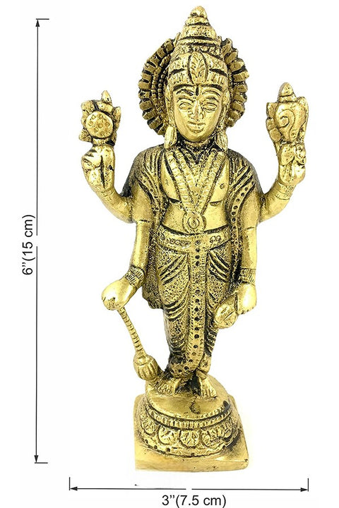Handmade Brass Lord Vishnu/Lord Narayan Statue Holding Club(Design 108)