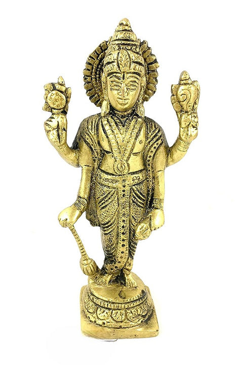 Handmade Brass Lord Vishnu/Lord Narayan Statue Holding Club(Design 108)