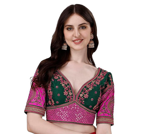 Green Color Rajwadi Wedding Blouse (D1699)