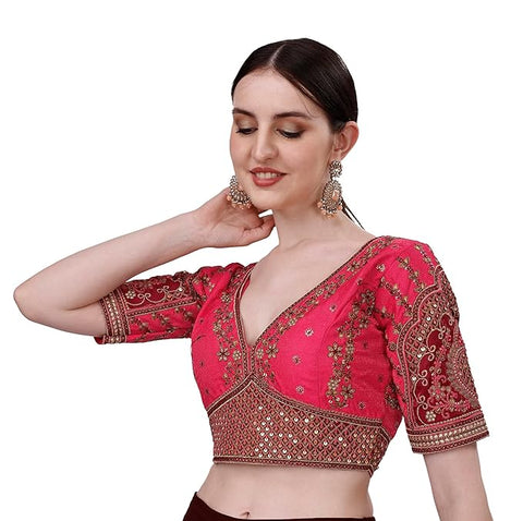 Magenta Color Rajwadi Wedding Blouse (D1703)