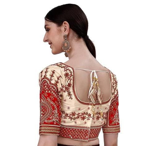 Cream Color Rajwadi Wedding Blouse (D1706)