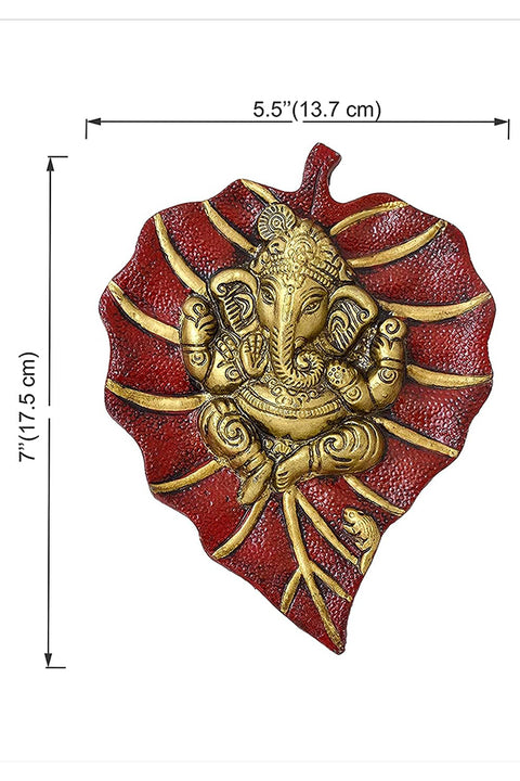 Patta Ganesha Brass Metal Wall Hanging | 7 Inches(Design 115)