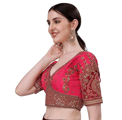 Magenta Color Rajwadi Wedding Blouse (D1703)