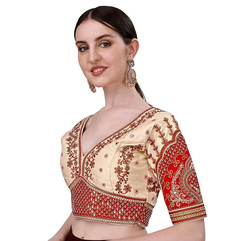 Cream Color Rajwadi Wedding Blouse (D1706)