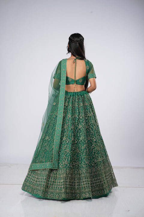 Designer Green Color Heavy Embroidered Net Choli (D312)