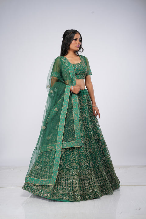Designer Green Color Heavy Embroidered Net Choli (D312)