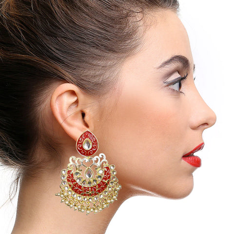 Designer Shamrock Semi-Circle Golden Earrings