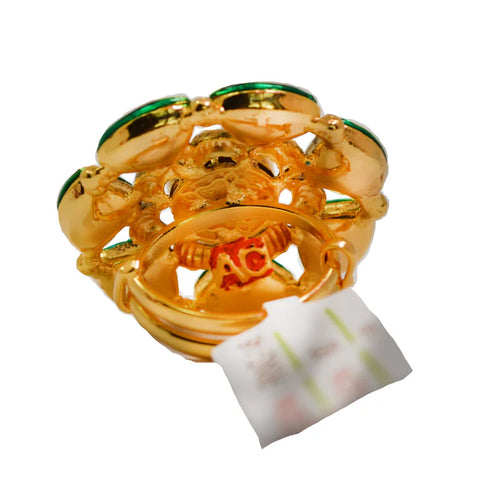 Elegant Gold Plated Royal Kundan & Ruby Beaded Ring (Design 107)